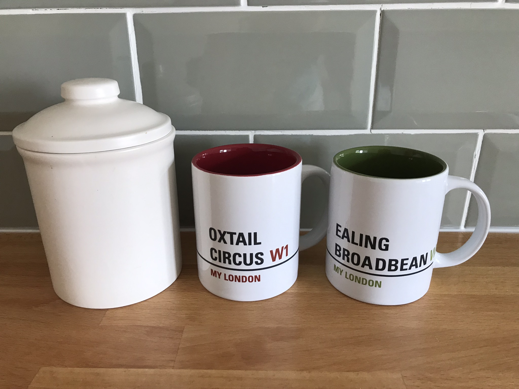 Cannister and mugs